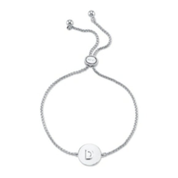 Unwritten Coin Initial Silver Plated Bolo Bracelet - Picture 1 of 5